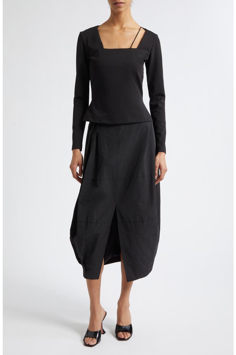 Val Asymmetric Strap Square Neck Top, Alternate, color, BLACK