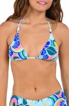 Citrus Hibiscus Triangle Bikini Top