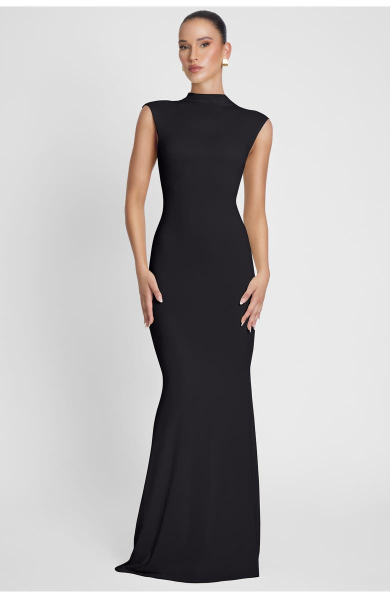 LEAU Como Cap Sleeve Maxi Dress, Alternate, color, Black