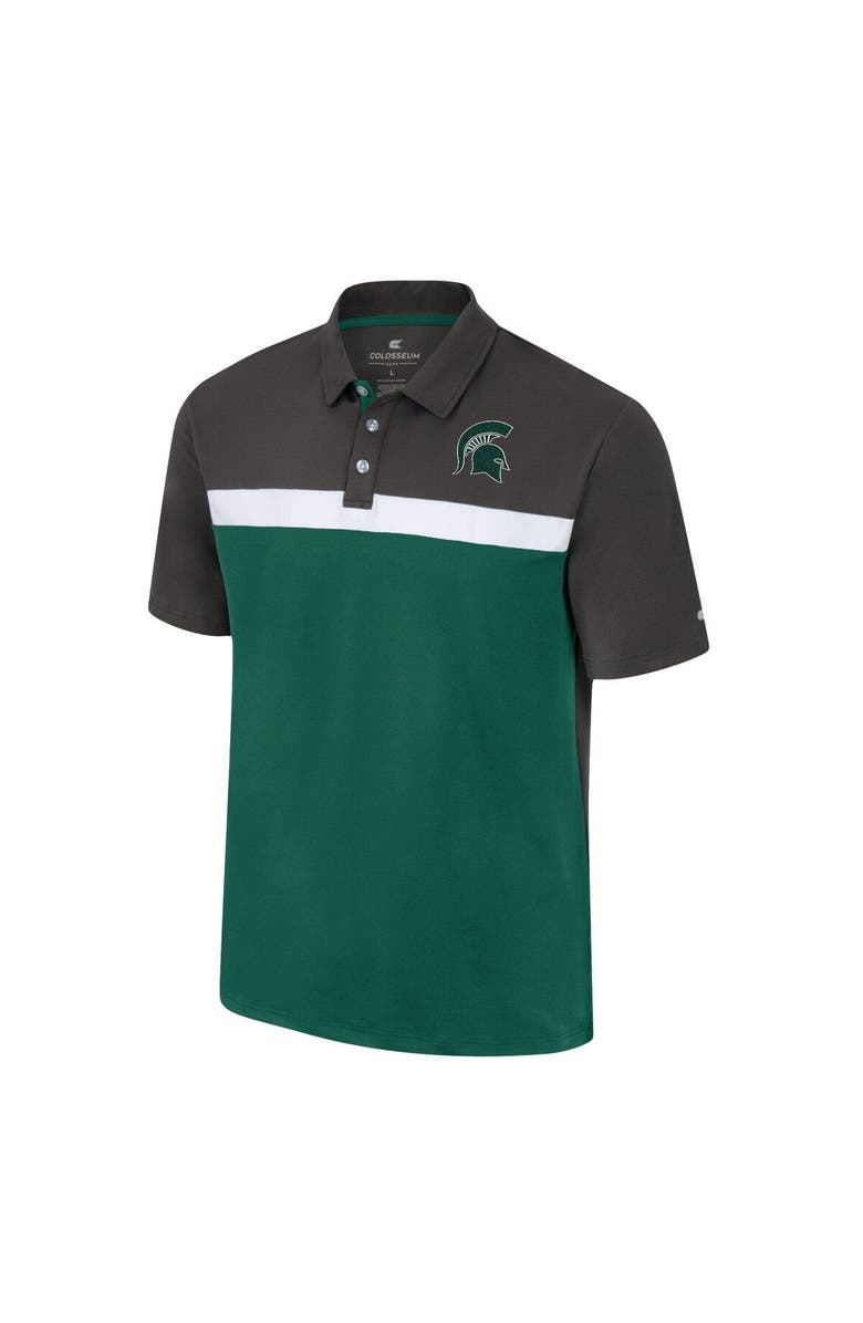 COLOSSEUM Men's Colosseum Charcoal Michigan State Spartans Two Yutes Polo, Alternate, color, Charcoal