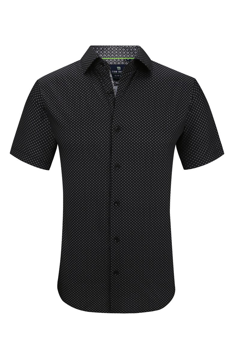 TOM BAINE Slim Fit Performance Short Sleeve Button-Up Shirt, Alternate, color, Black