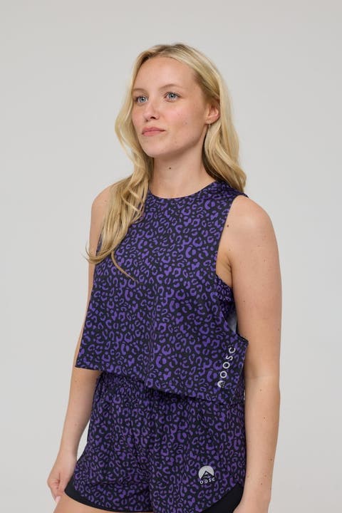 Infinite Cropped Tank Top - Purple Leopard