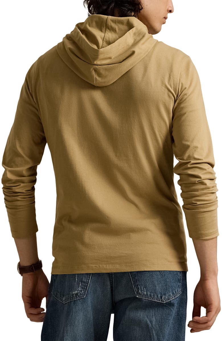 Polo Ralph Lauren Long Sleeve Hooded Cotton T-Shirt, Alternate, color, Cafe Tan