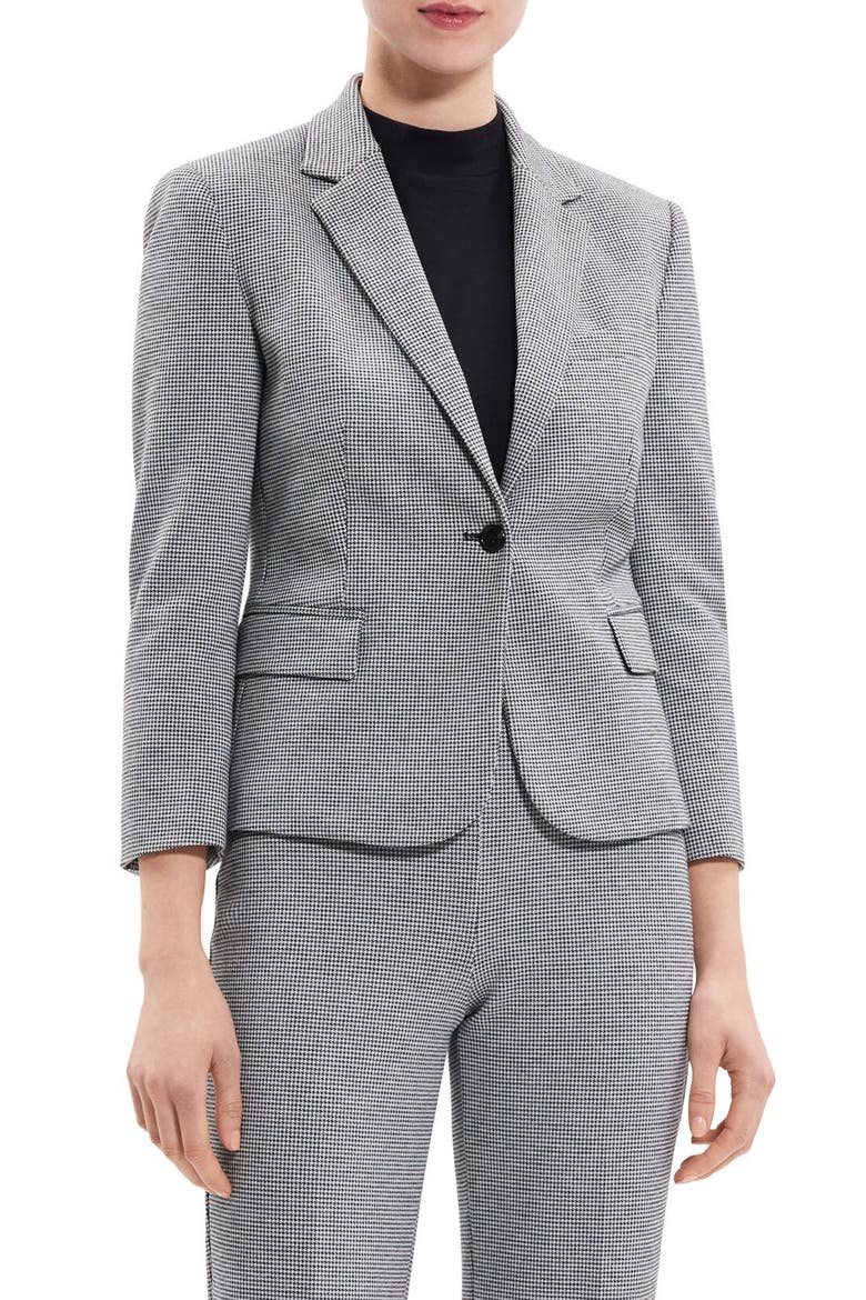Shrunken Houndstooth Blazer, Main, color, BLACK MULTI - A0P