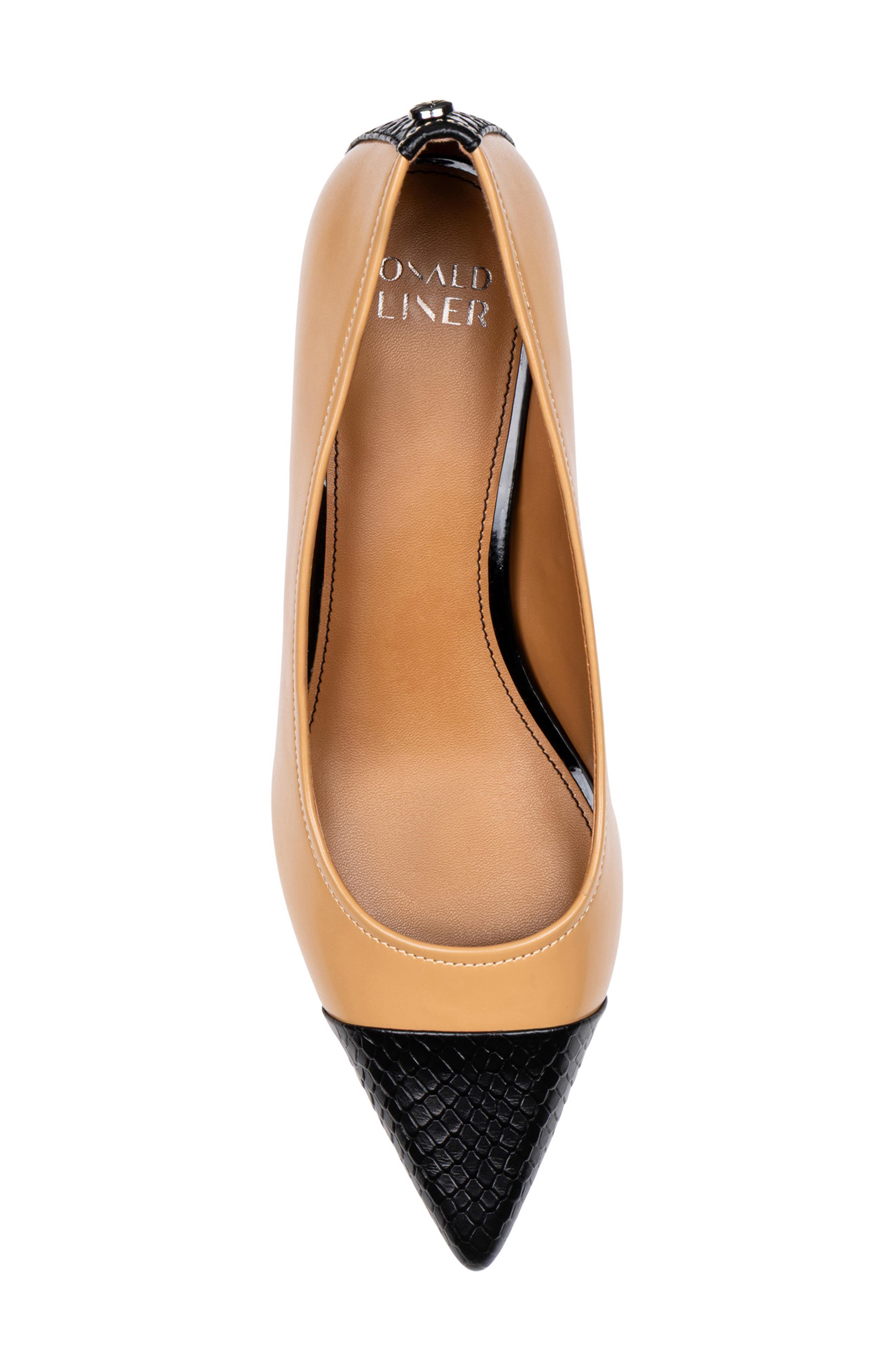 Cap Toe Pump, Alternate, color, CAMEL/ BLACK