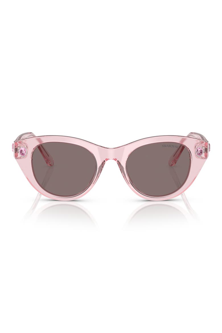 48mm Round Sunglasses, Main, color, TRANSPARENT PINK
