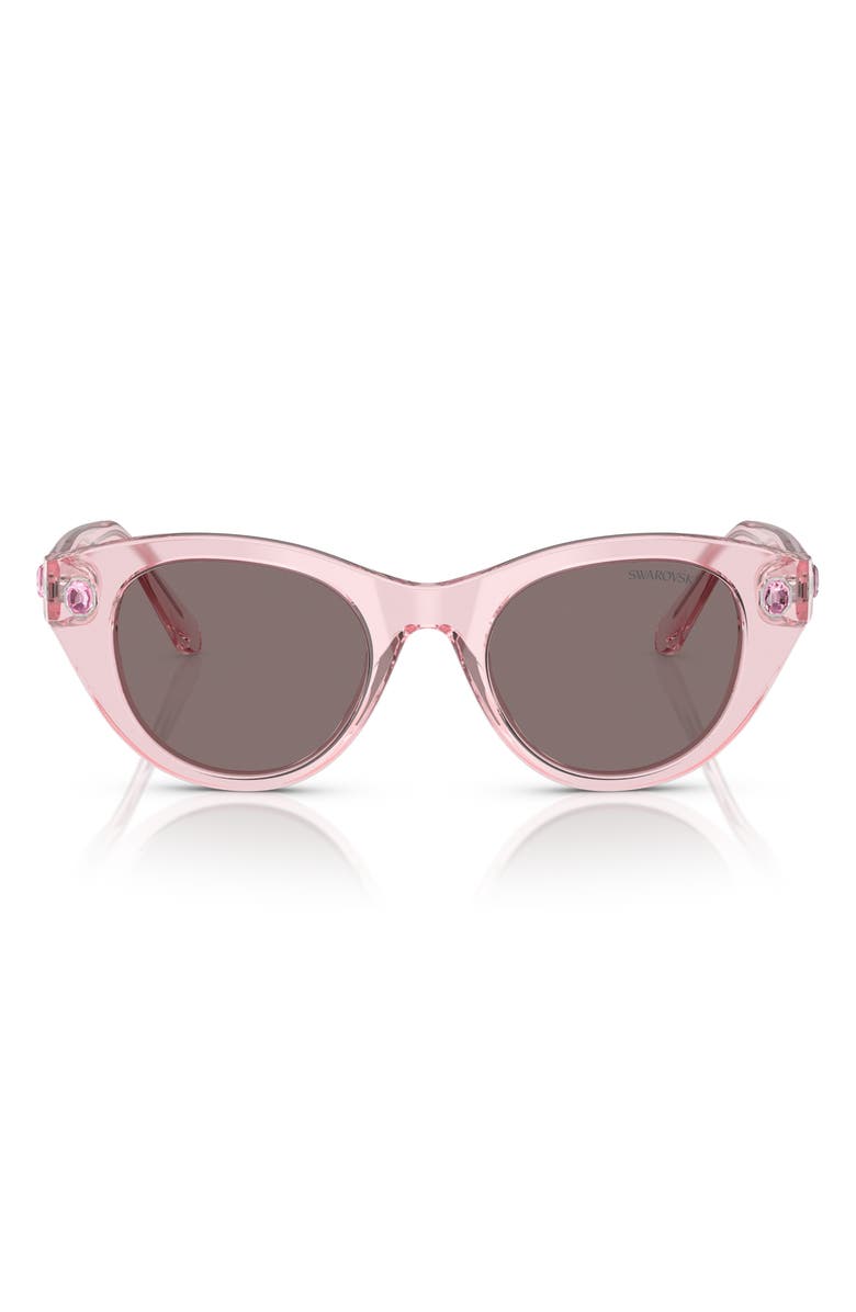 Swarovski 48mm Round Sunglasses, Main, color, Transparent Pink