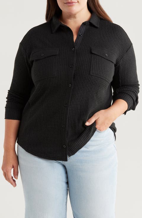 Cloud Waffle Button-Up Shirt (Plus)
