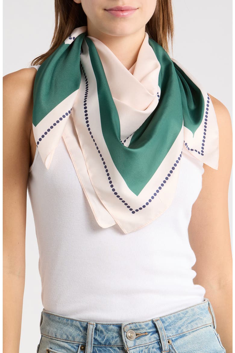 Polka Dot Square Scarf, Main, color, GREEN