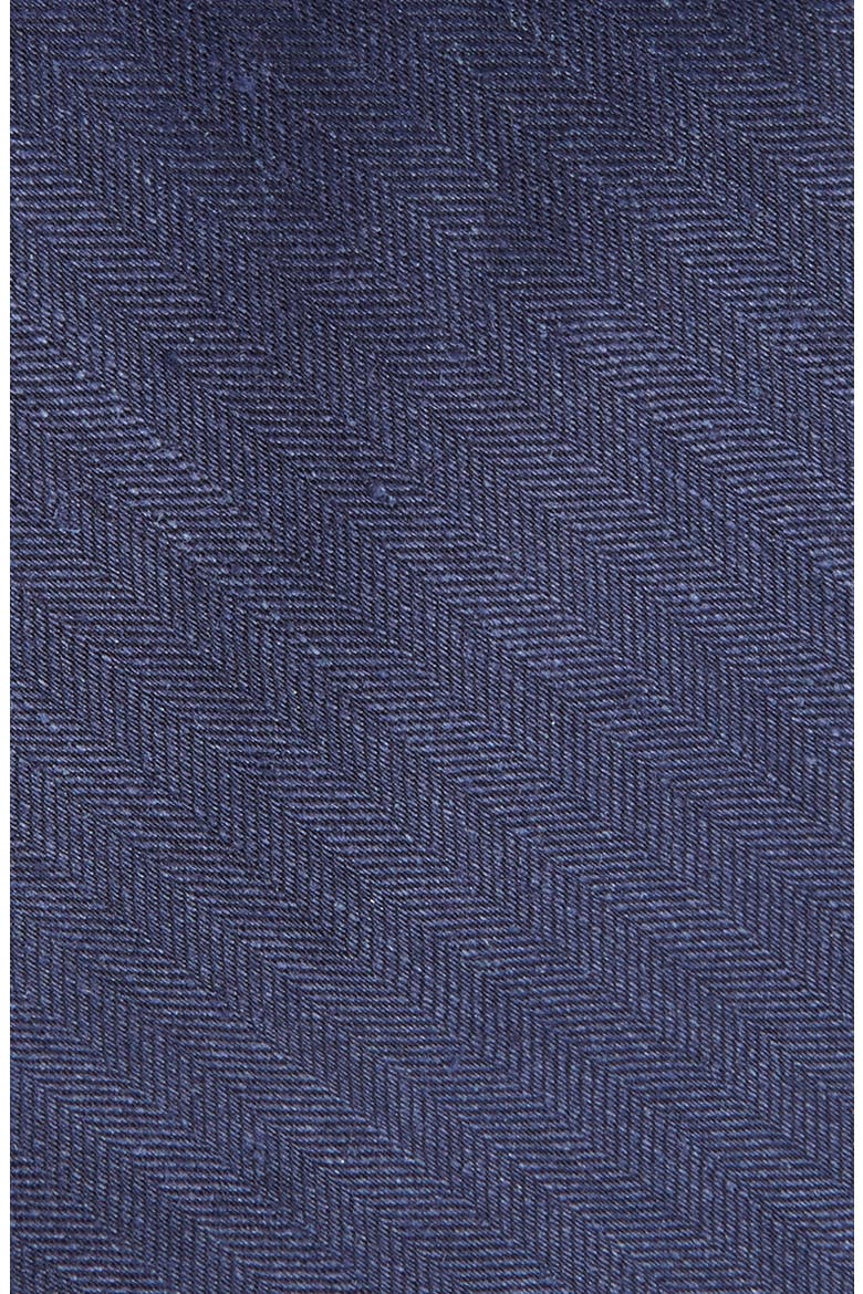 Herringbone Linen & Silk Skinny Tie, Alternate, color, NAVY