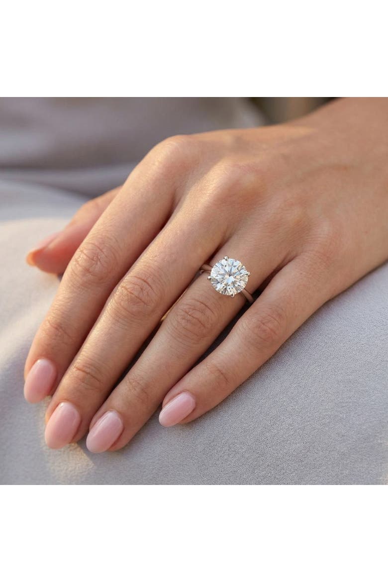 4ct Solitaire Moissanite Engagement Ring 14k Gold 10MM, Alternate, color, 14k White Gold