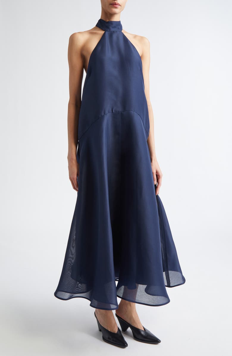 Altuzarra Becca Sleeveless Silk Gown, Alternate, color, Navy