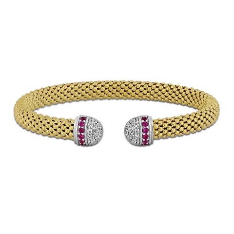 Cubic Zirconia Popcorn Open Bangle Bracelet