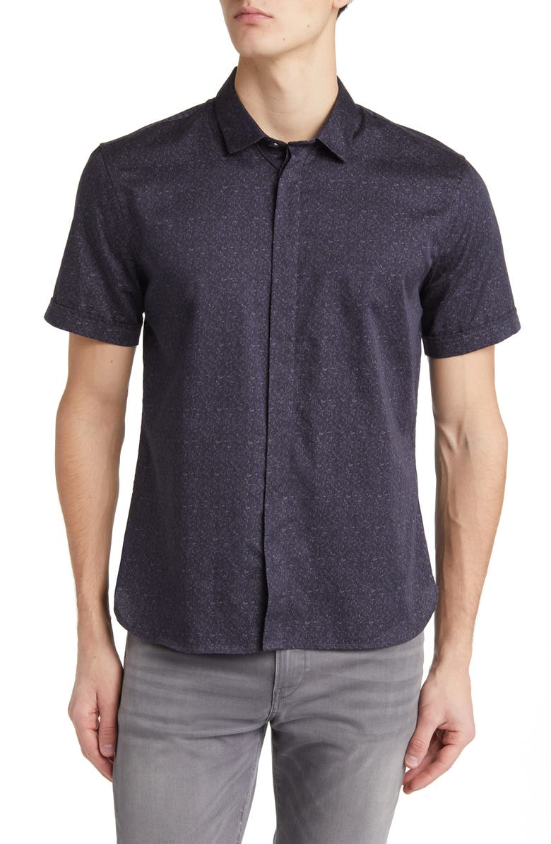 John Varvatos Loren Floral Short Sleeve Button-Up Shirt, Main, color,