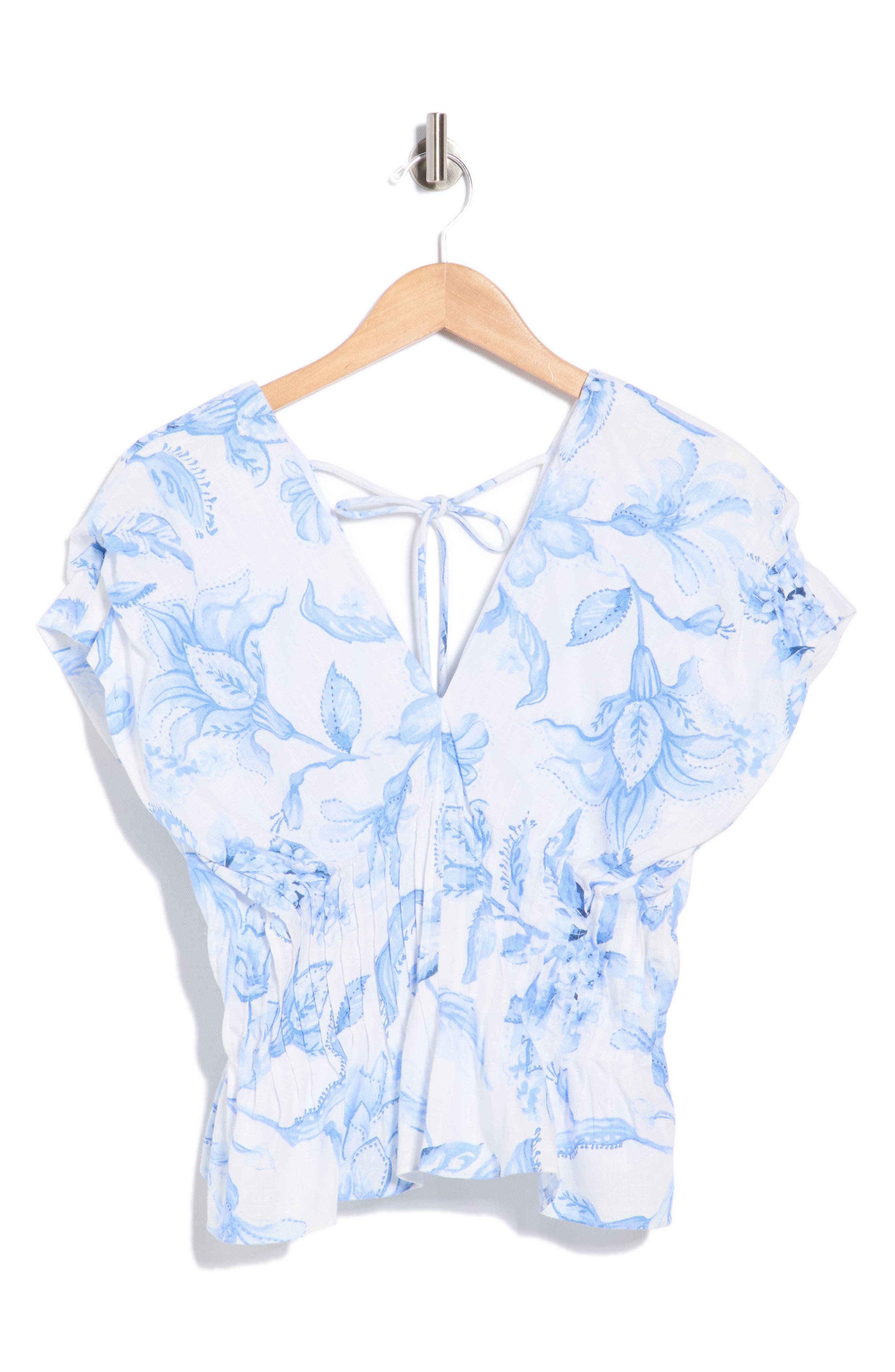 Parker Floral Short Sleeve Pleated Peplum Top