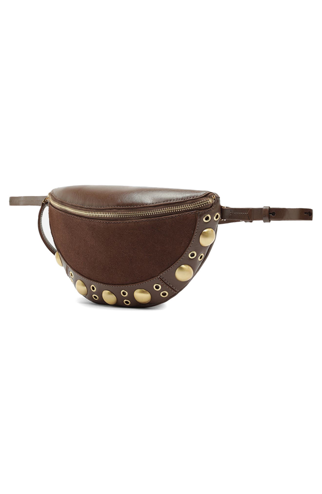 Owen Studded Leather Belt Bag, Alternate, color, BITTER BROWN/ BITTER BROWN