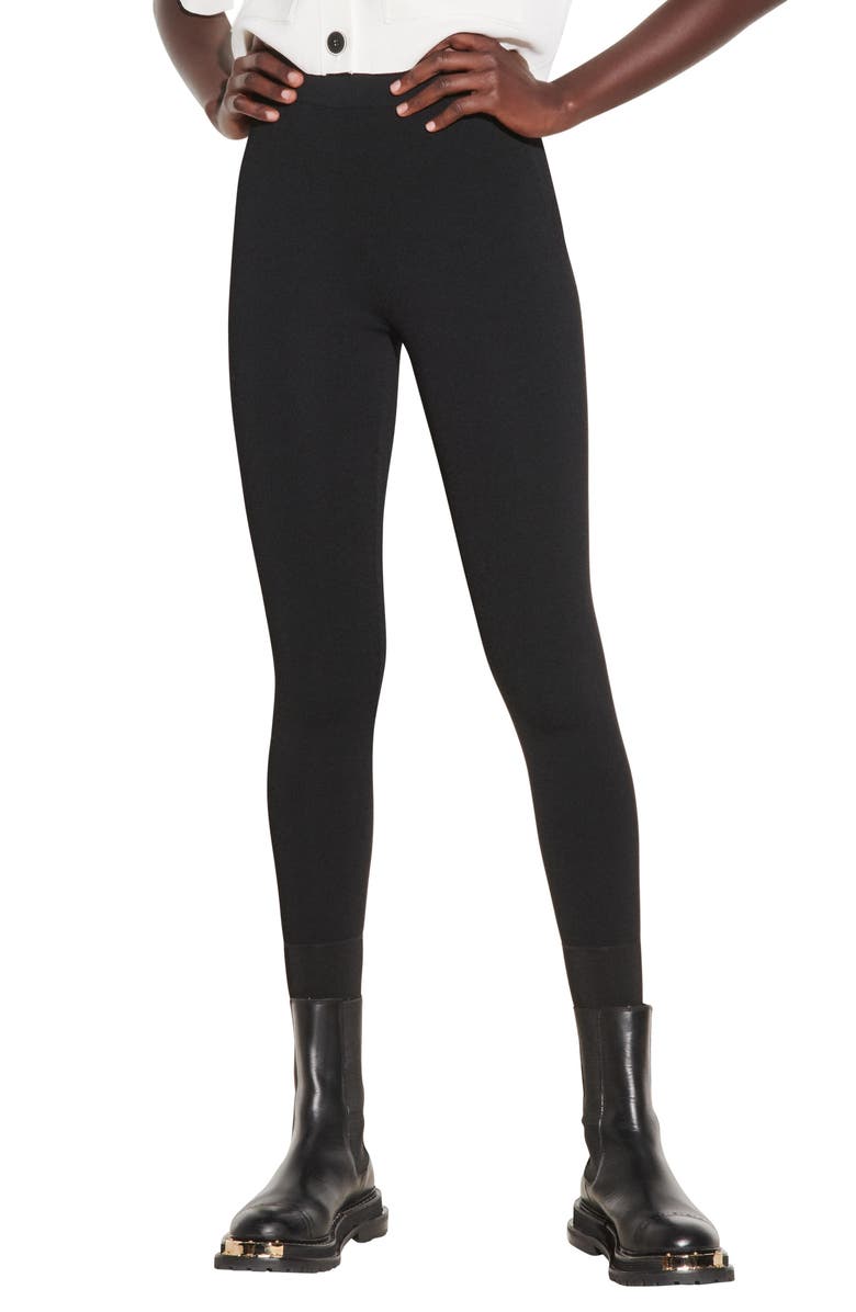 SANDRO High Waist Leggings, Main, color, Black