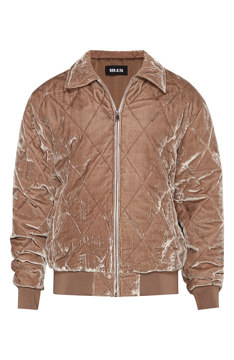 SER.O.YA Jeremy Diamond Quilted Crushed Velvet Bomber Jacket, Main, color,