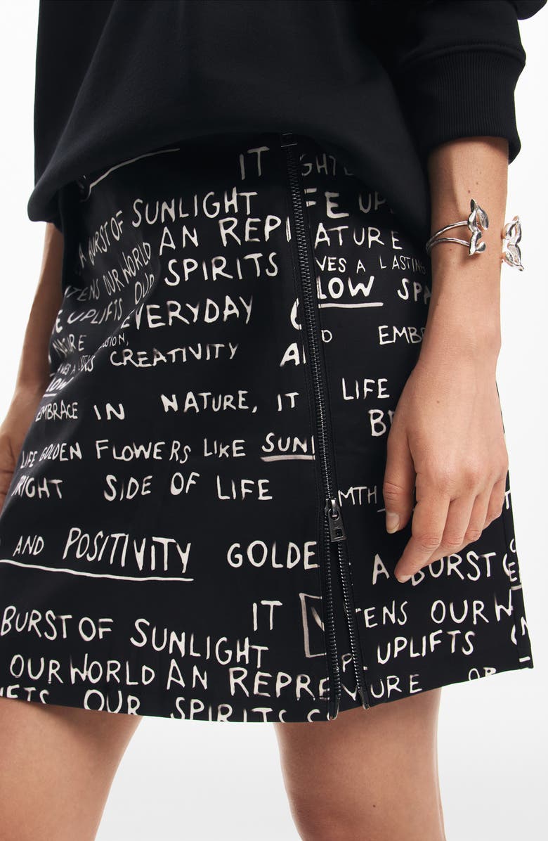 Desigual Fal Letter Stretch Cotton Miniskirt, Alternate, color, 