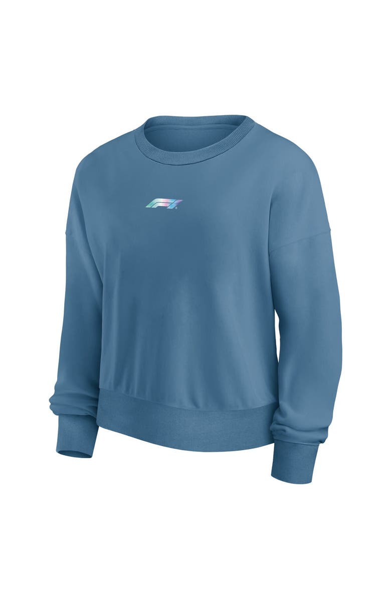 FANATICS Women's Fanatics Branded Blue Formula 1 Merchandise Y2K Badge Fleece Pullover Sweatshirt, Alternate, color, 