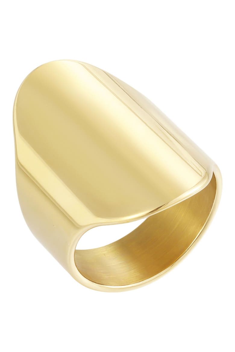 18k Gold Plated Oval Wide Band Ring, Alternate, color, GOLD