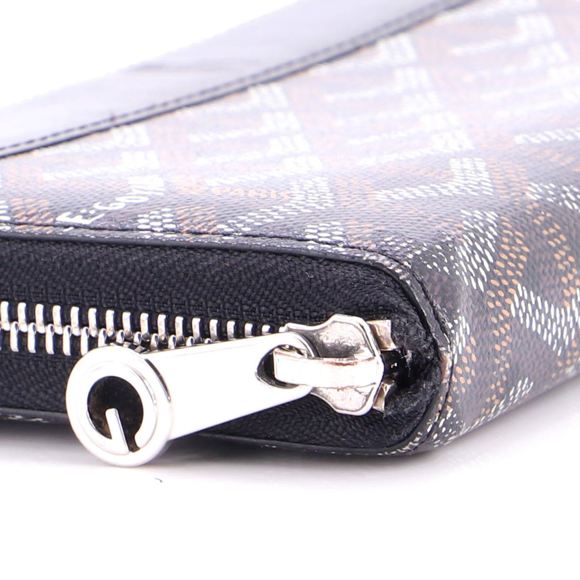 Matignon Zip Wallet Coated Canvas with Leather, Alternate, color, Black