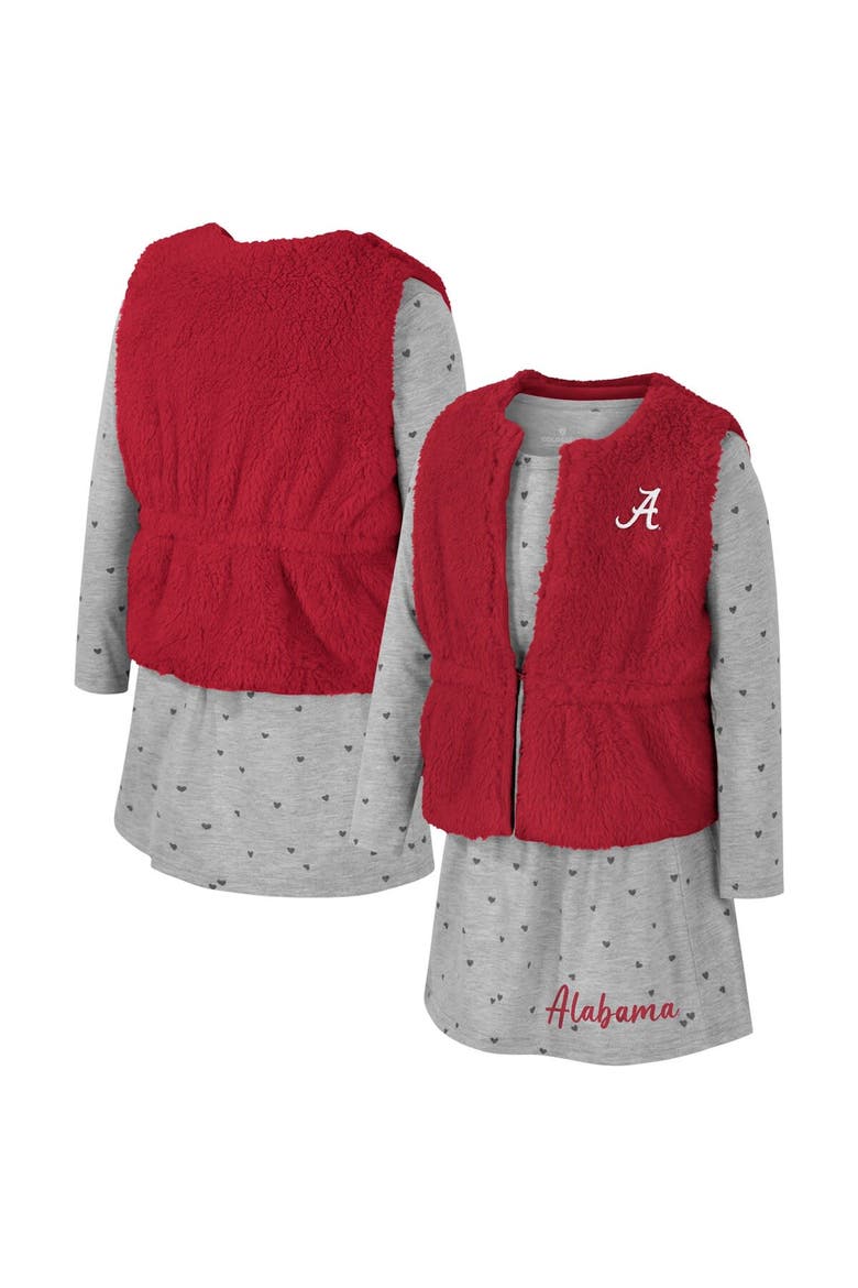 Girls Toddler Colosseum Crimson Alabama Crimson Tide Meowing Vest & Dress Set, Main, color, Crimson