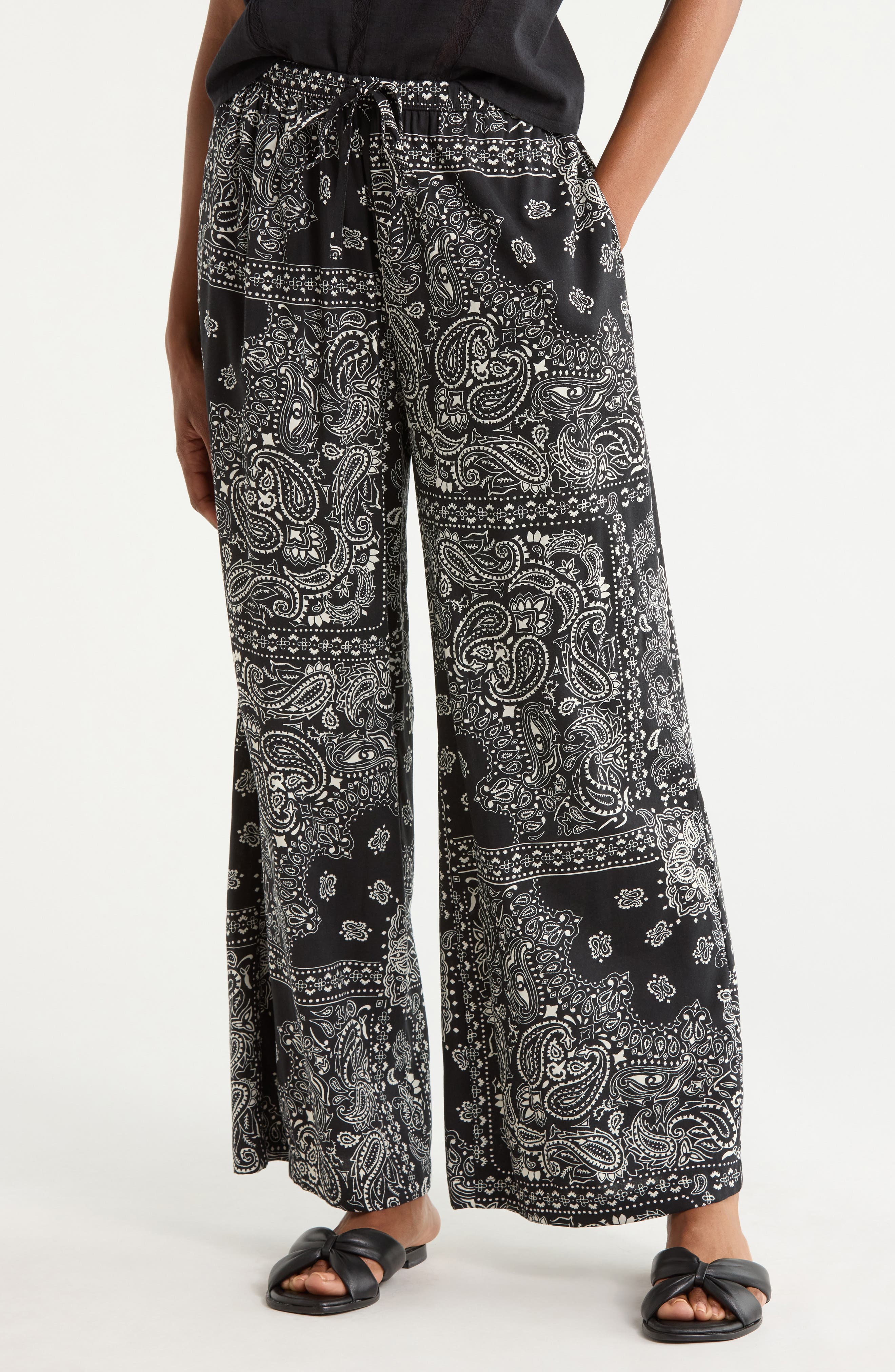 Summer Print Wide Leg Pants