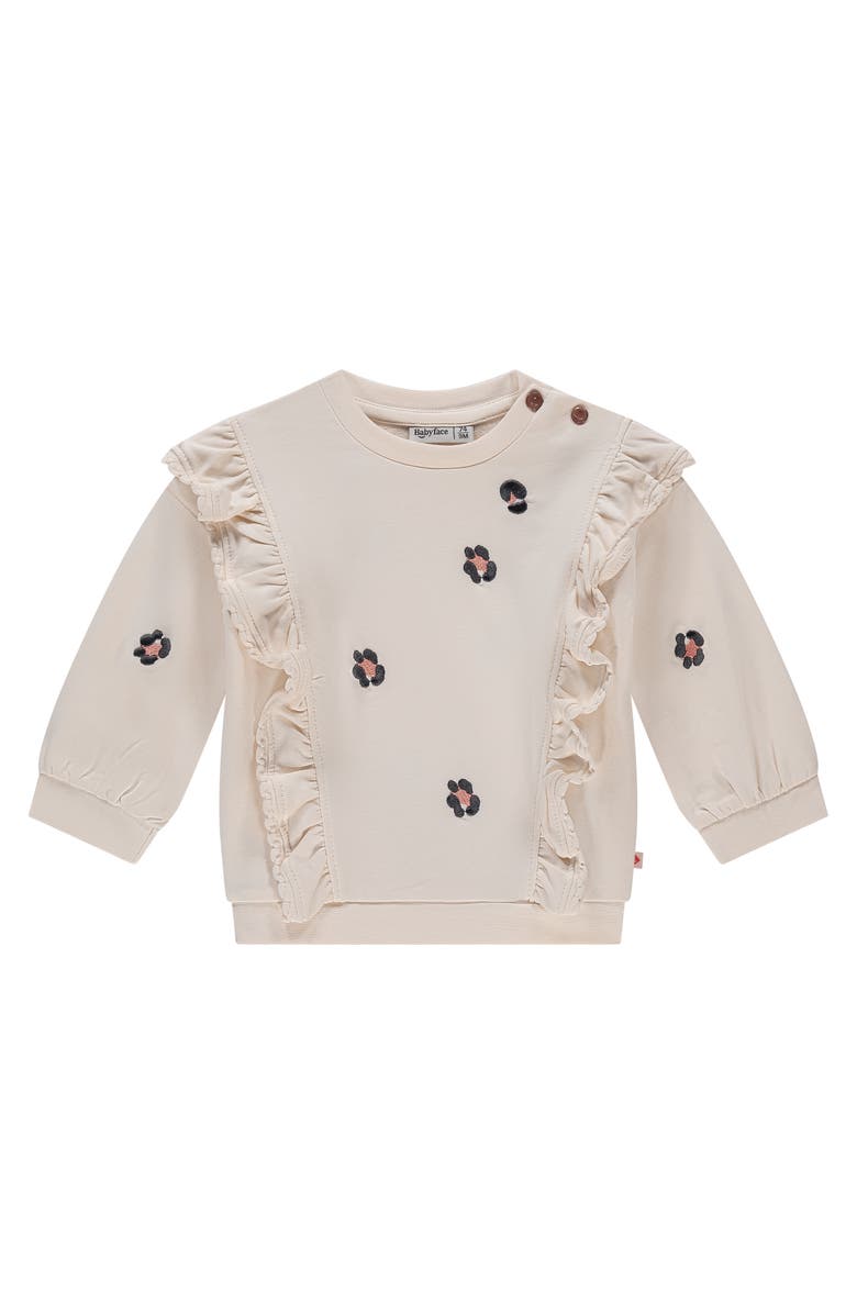 BABYFACE Ruffle Accent Leopard Sweatshirt, Main, color, Light Pink