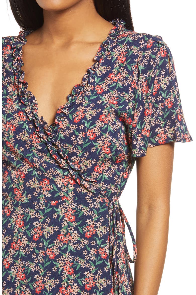 Audacious Audrey Floral Wrap Dress, Alternate, color, BLUE FLORAL PRINT