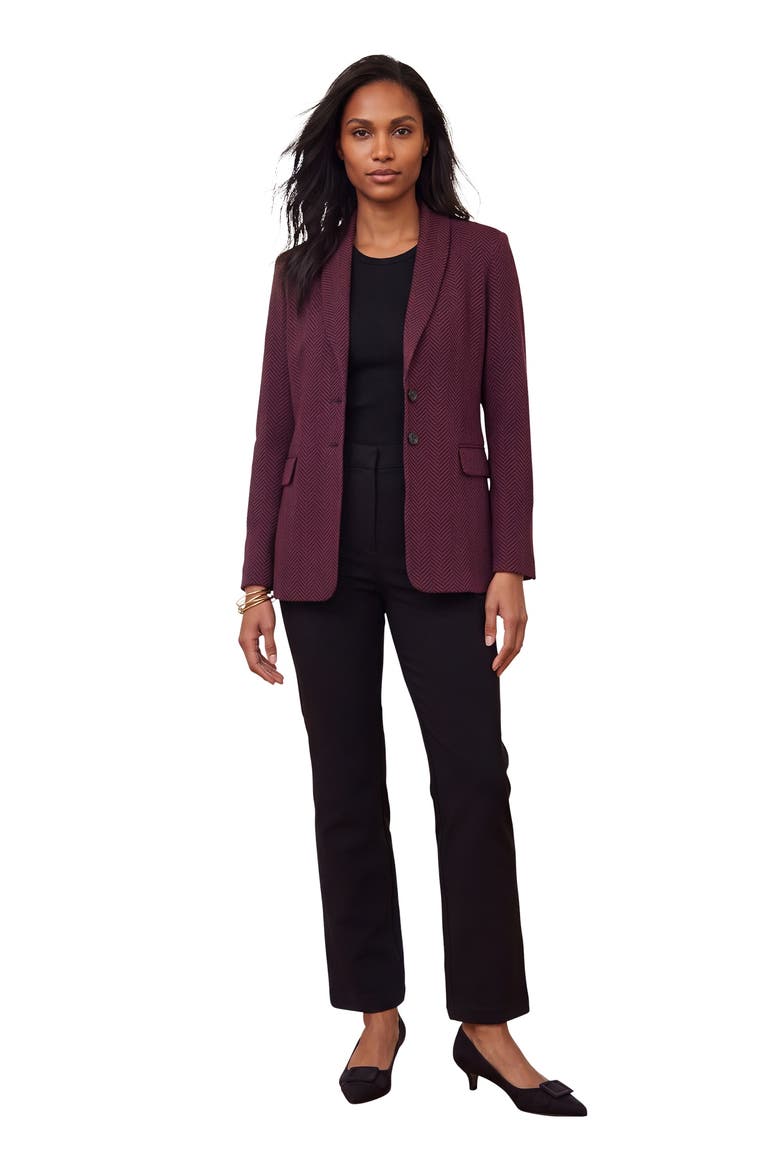 2 Piece Stretch Knit Duster Set, Main, color, RICH BURGUNDY HERRINGBONE