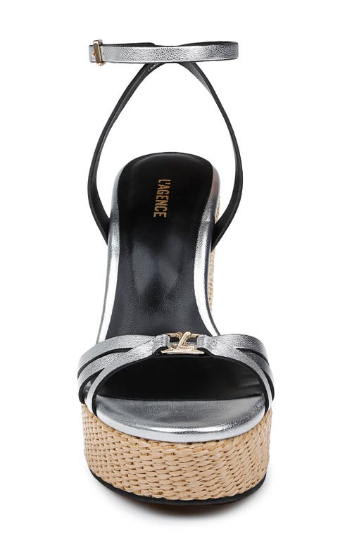 Shop L Agence L'agence Genevra Ankle Strap Platform Sandal In Silver Leather