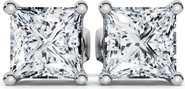 Bliss Diamond 1 - 4 Ct TW Princess Cut Diamond Studs in 14k Gold Earrings Lab Grown
