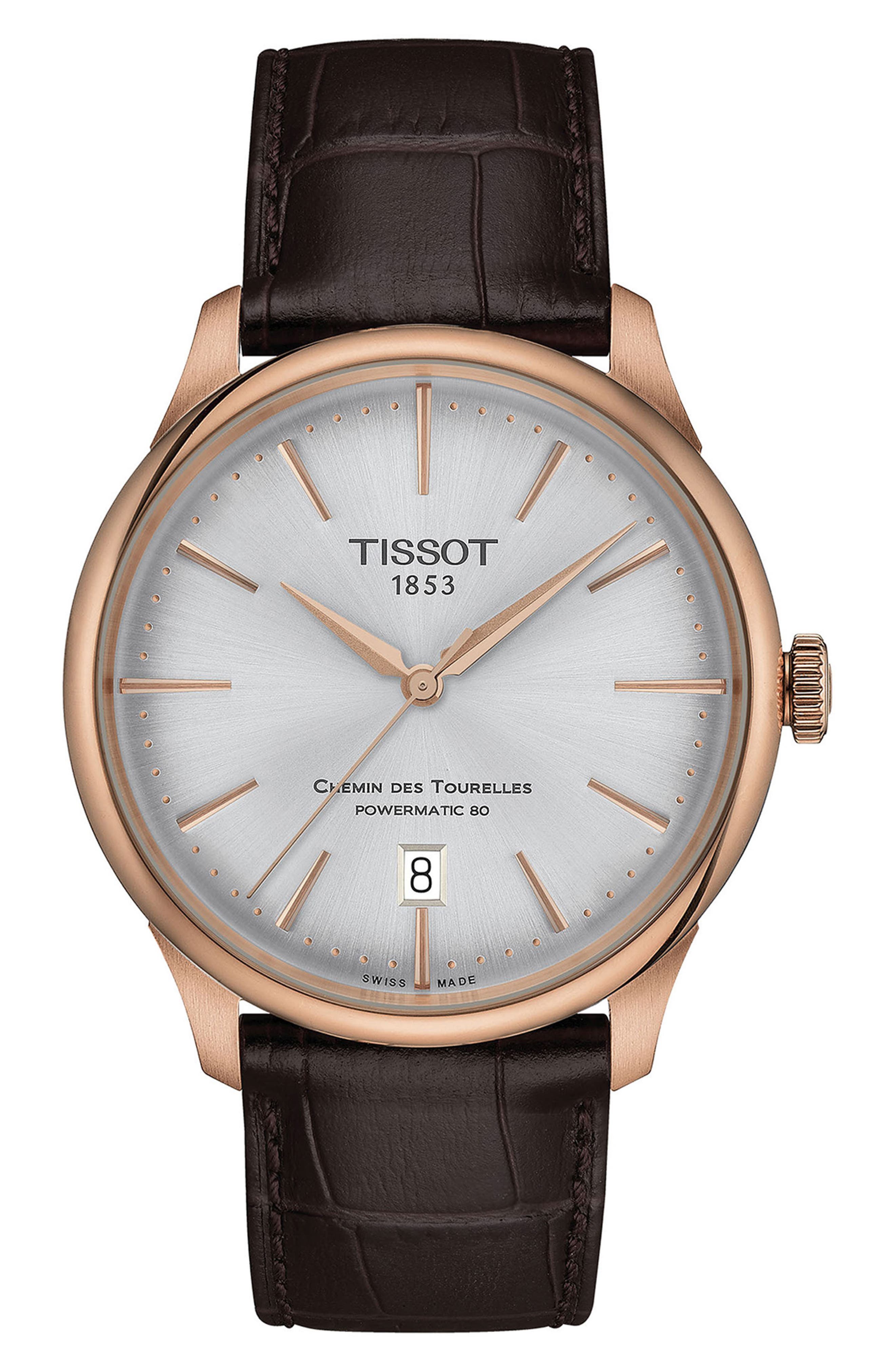 Tissot Chemin des Tourelles Powermatic 80 Leather Strap Watch, 39mm