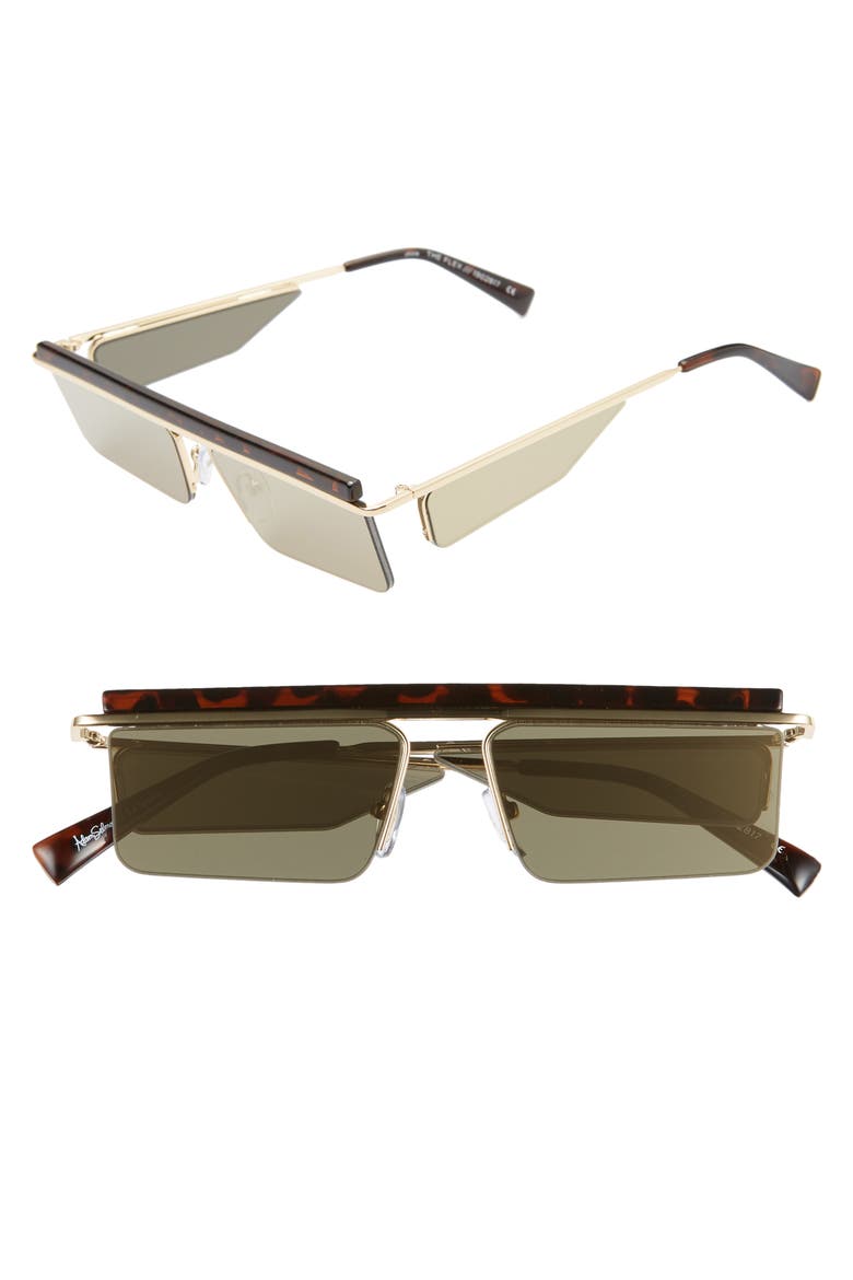 Luxe The Flex 55mm Semi Rimless Sunglasses, Main, color, LEOPARD/ GOLD