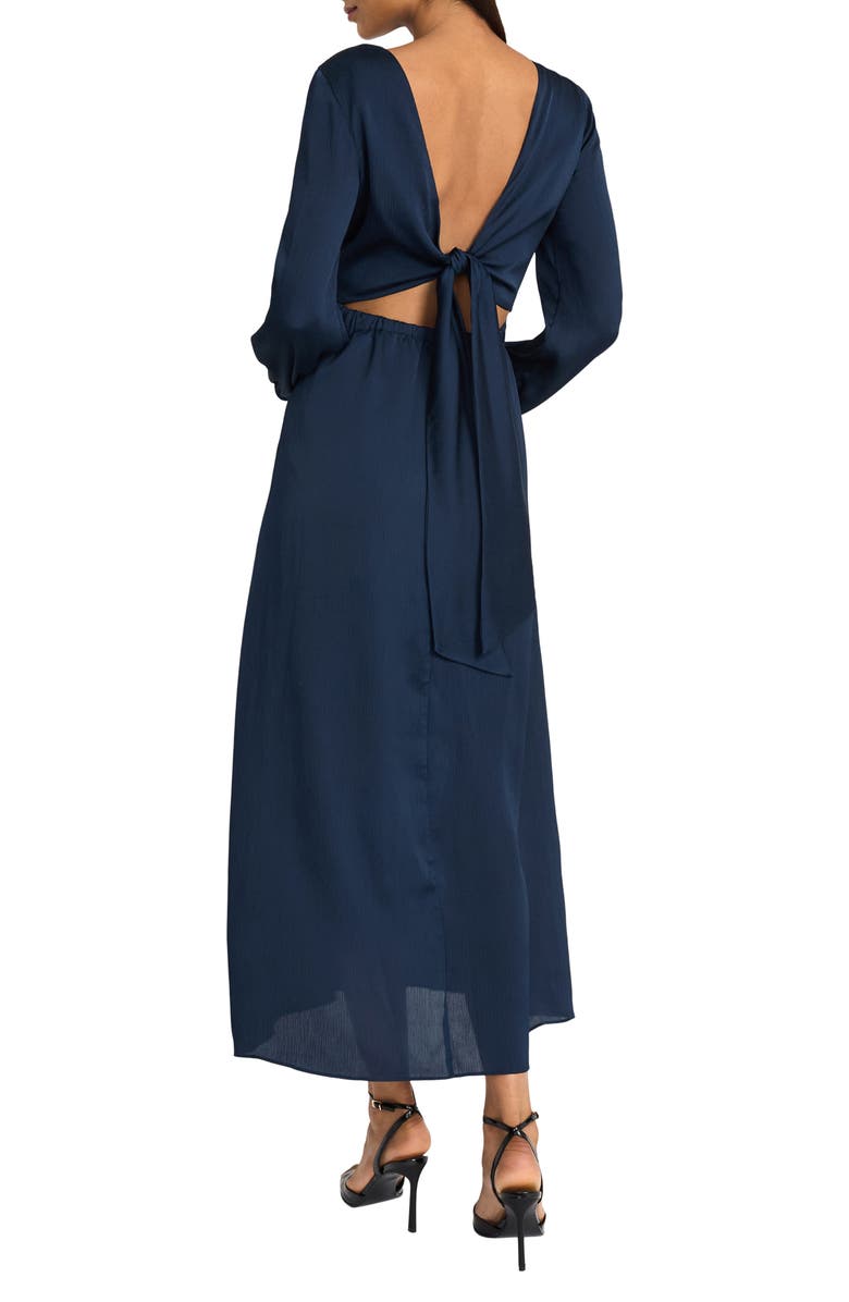 DONNA MORGAN FOR MAGGY Long Sleeve Tie Back Maxi Dress, Alternate, color, Navy Blazer
