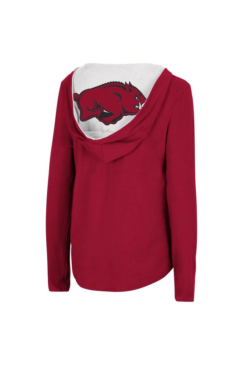 Women's Colosseum Cardinal Arkansas Razorbacks Catalina Hoodie Long Sleeve T-Shirt, Alternate, color, Cardinal