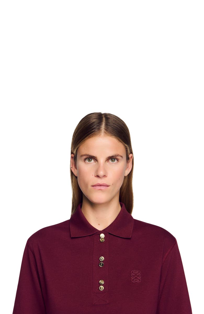 SANDRO Polo shirt with decorative buttons, Alternate, color, Bordeaux