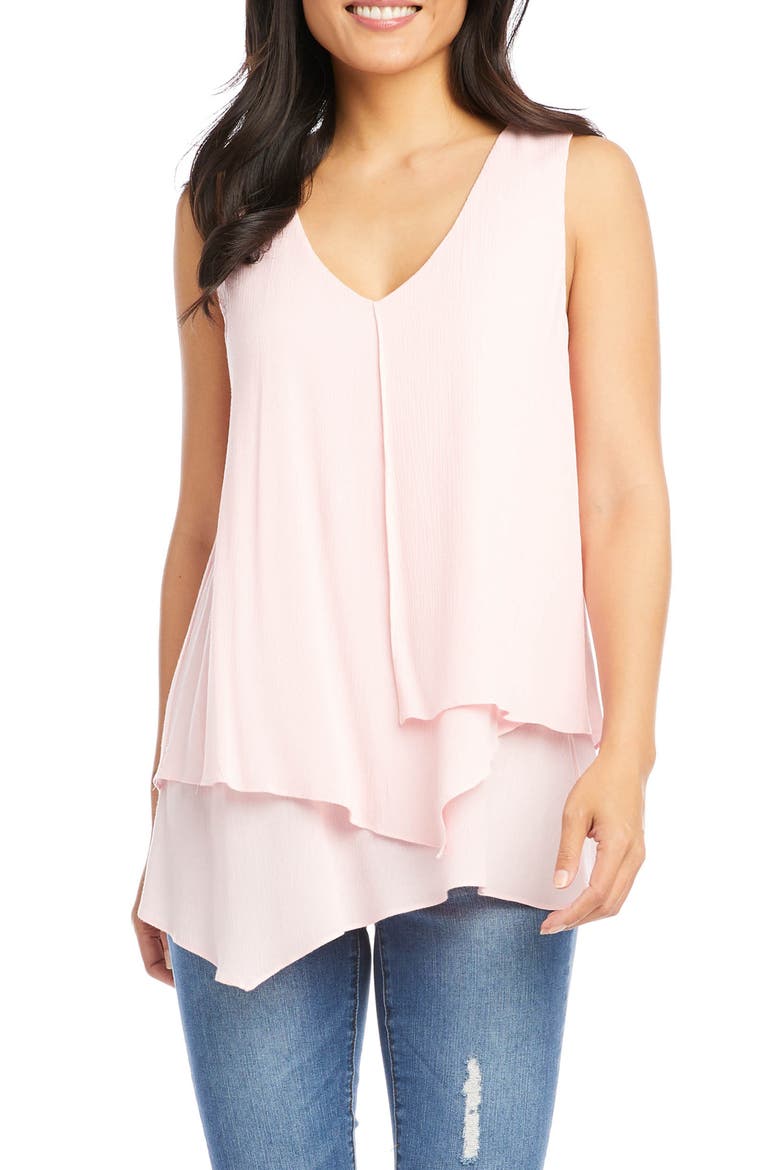V-Neck Layered Asymmetrical Tank, Main, color, DUSTY PINK