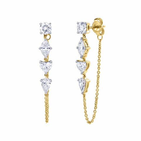 Elenya 14K Gold Lab Grown Diamond Drop Earrings - 2 Ct