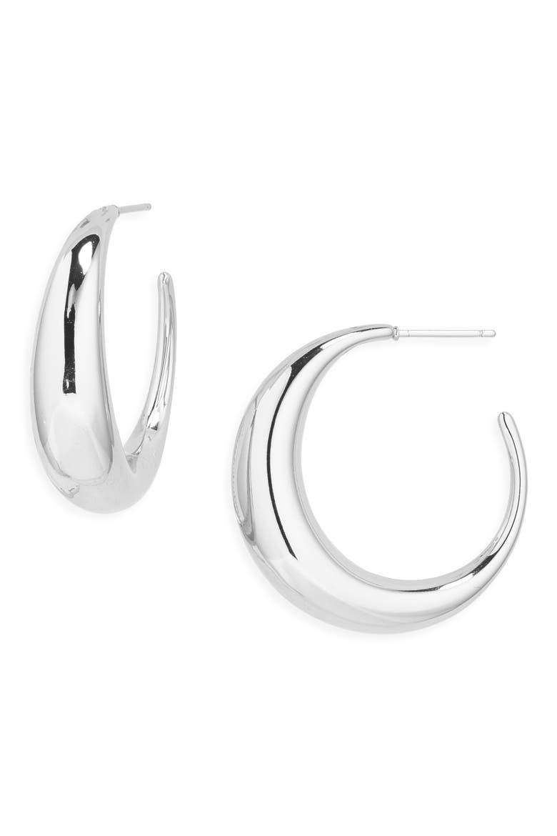Graduated Round Hoop Earrings, Main, color, SILVER