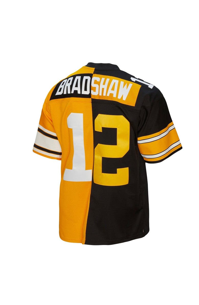 Mitchell & Ness Men's Mitchell & Ness Terry Bradshaw Black/Gold Pittsburgh Steelers 1976 Split Legacy Replica Jersey, Alternate, color, 