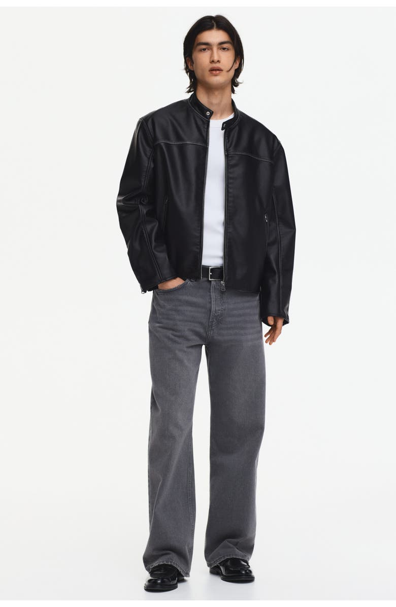 H&M Coated Racer Jacket, Alternate, color, Black