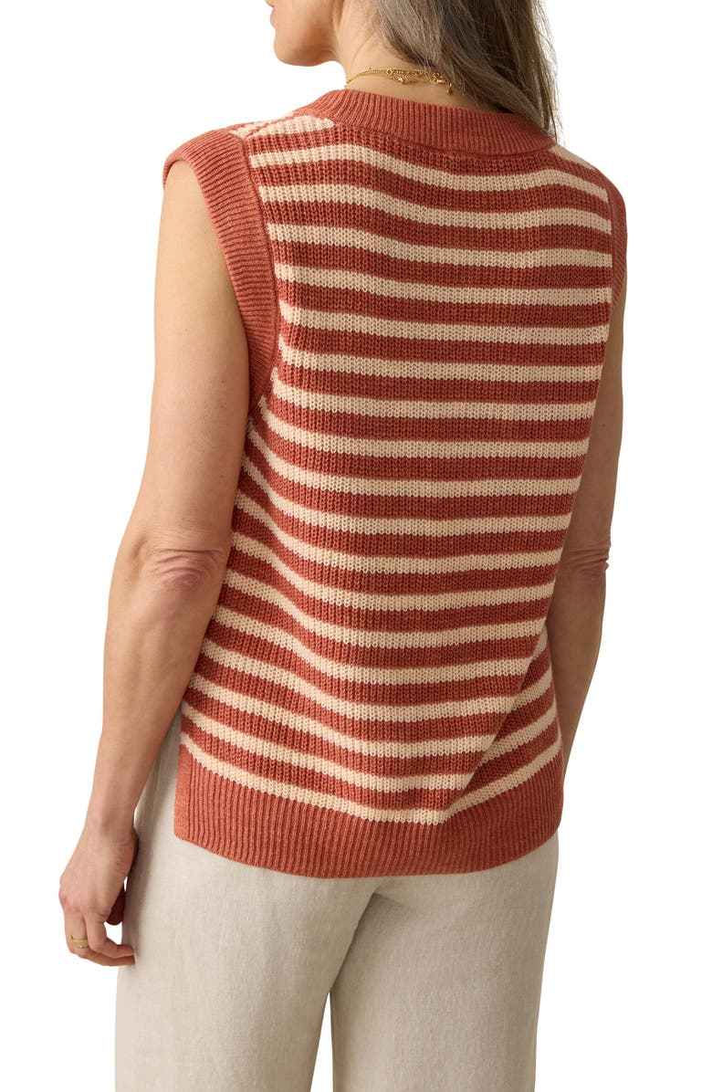 Faherty Miramar Linen & Organic Cotton Sweater Tank, Alternate, color, Sandstone Stripe