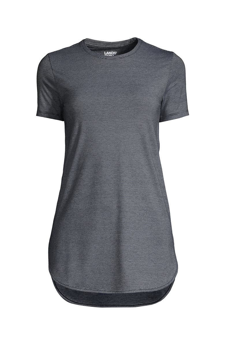 Lands' End Moisture Wicking UPF Sun Short Sleeve Curved Hem Tunic Top-Print, Alternate, color, 