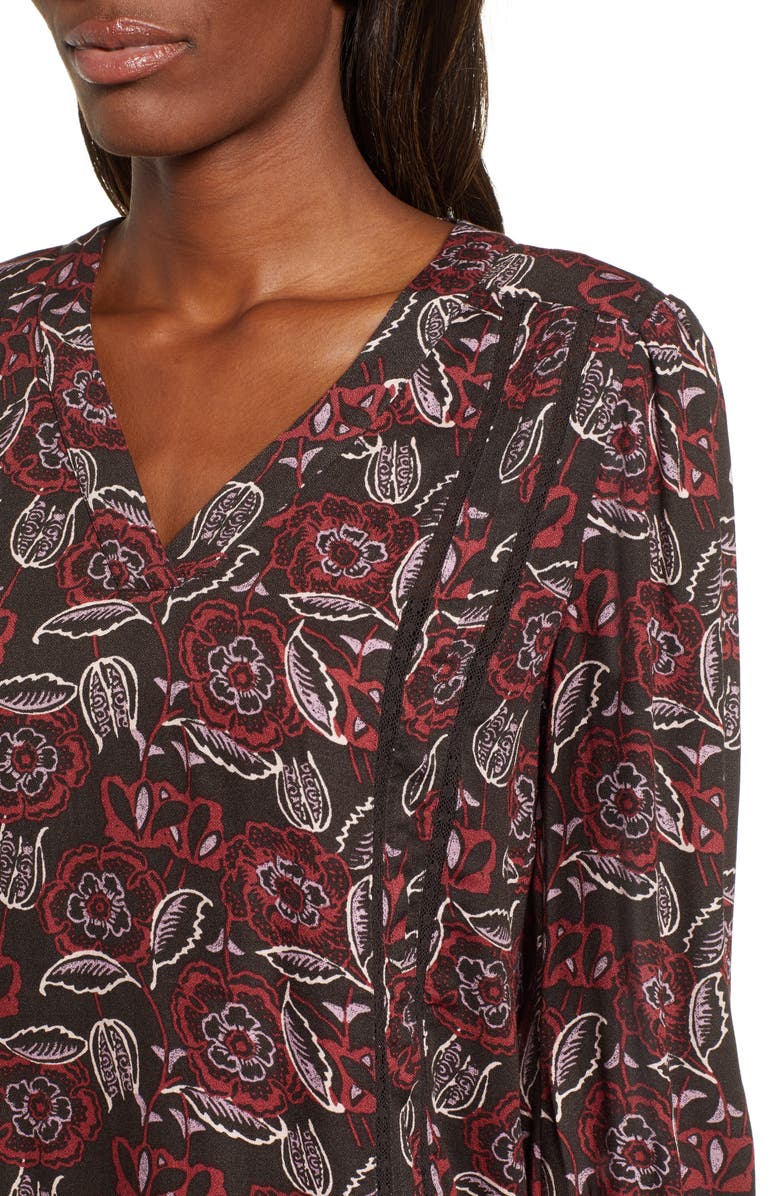 Hinge Lace Stripe V-Neck Blouse, Alternate, color, 