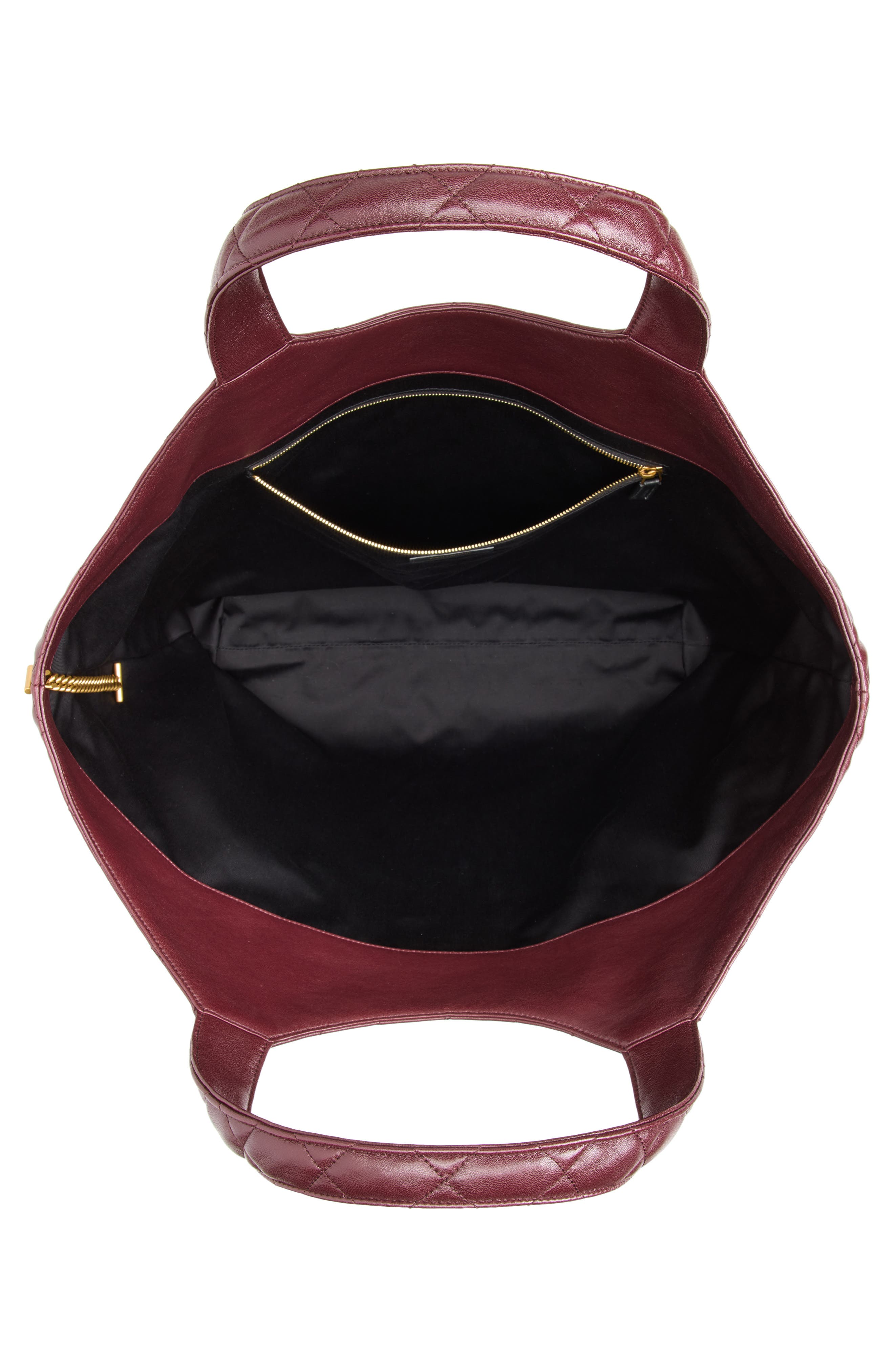 Maxi Quilted Leather Shopper, Alternate, color, ROUGE CABERNET