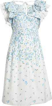 SUGARLIPS Floral Ruffle Flutter Sleeve Cotton Midi Dress