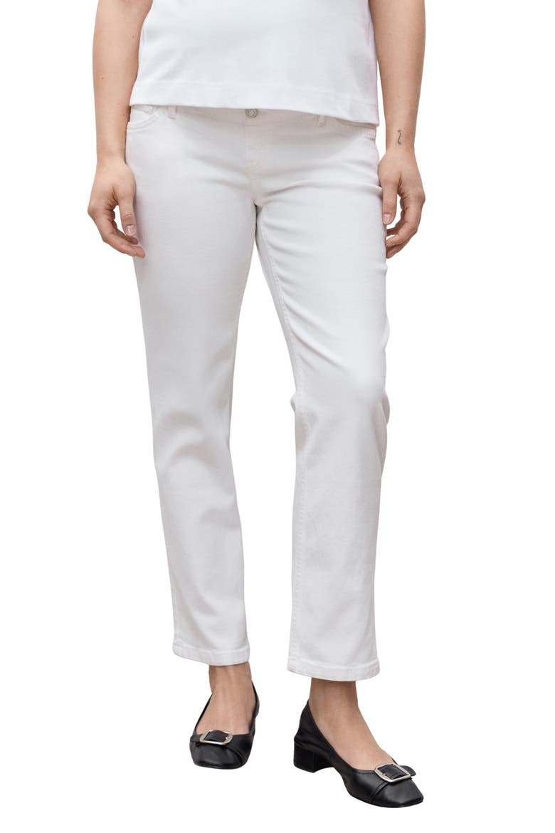 Over the Bump Maternity Straight Leg Jeans, Main, color, WHITE