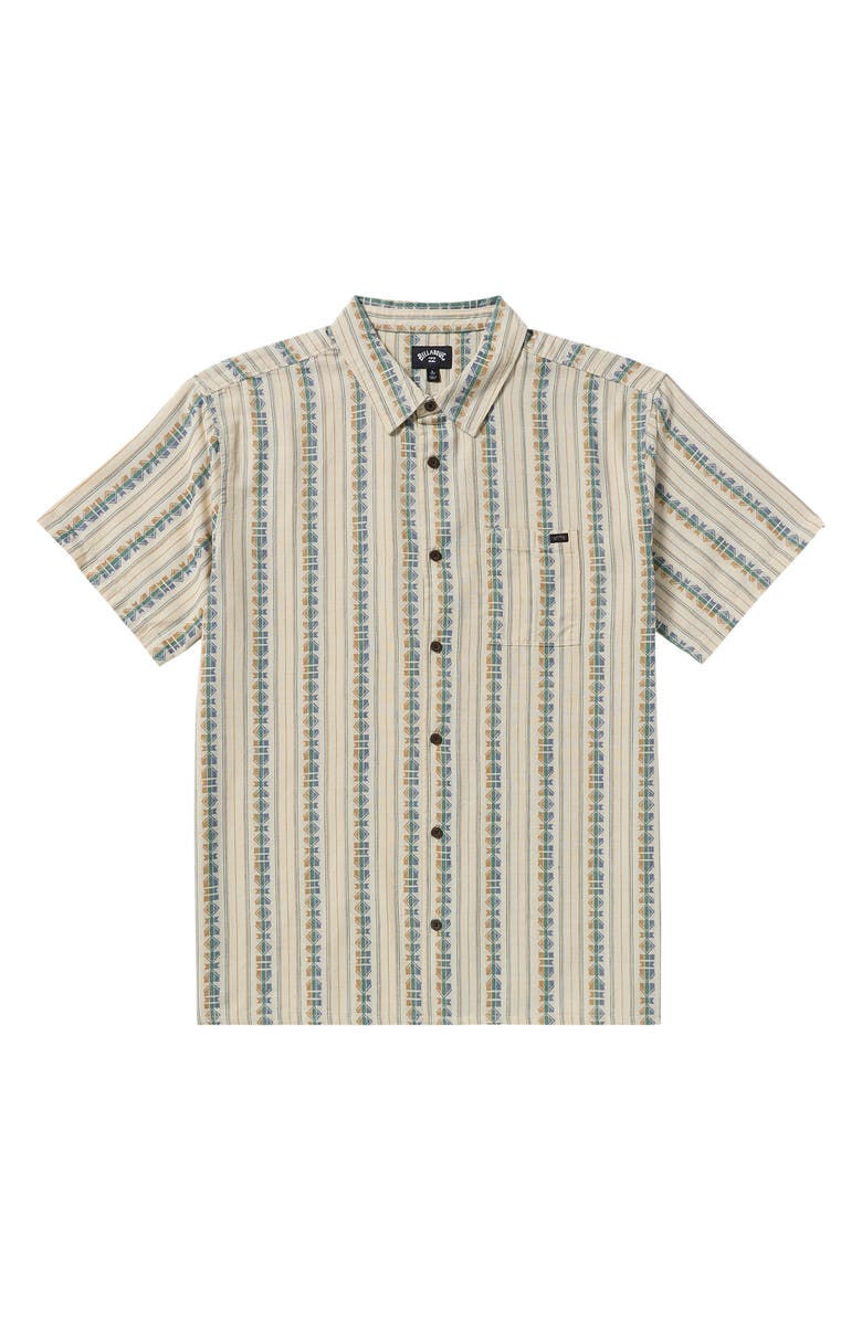 Billabong Sundays Stripe Jacquard Short Sleeve Cotton Button-Up Shirt, Alternate, color, Cream